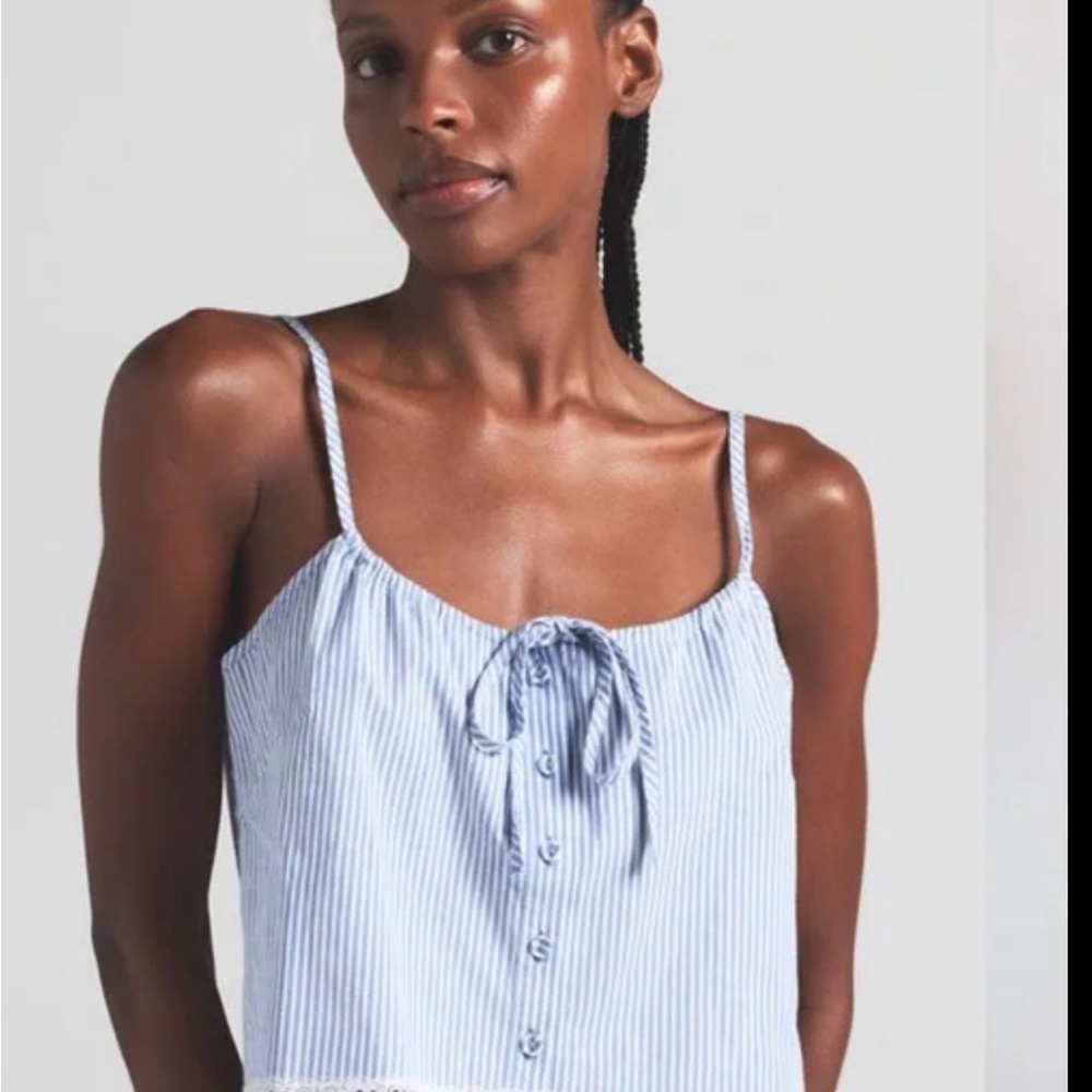 SKIMS Light Blue Striped Tie-Front Camisole